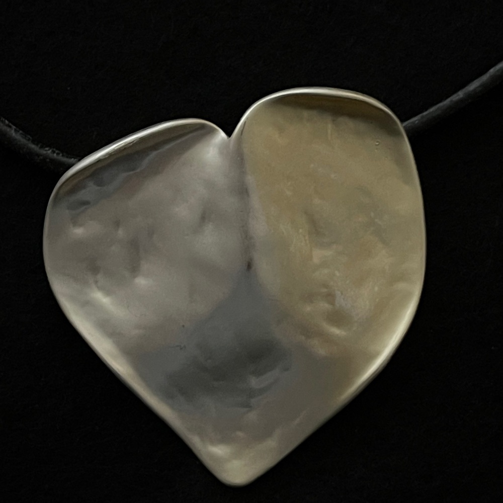 Handmade silver finish hammered heart necklace